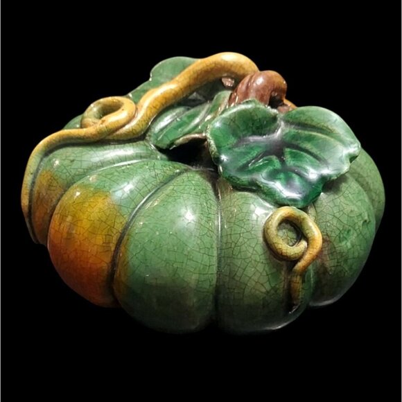 Hand Crafted Other - Handcrafted Crackle Glazed Art Pottery Ceramic Pumpkin Fall Decor